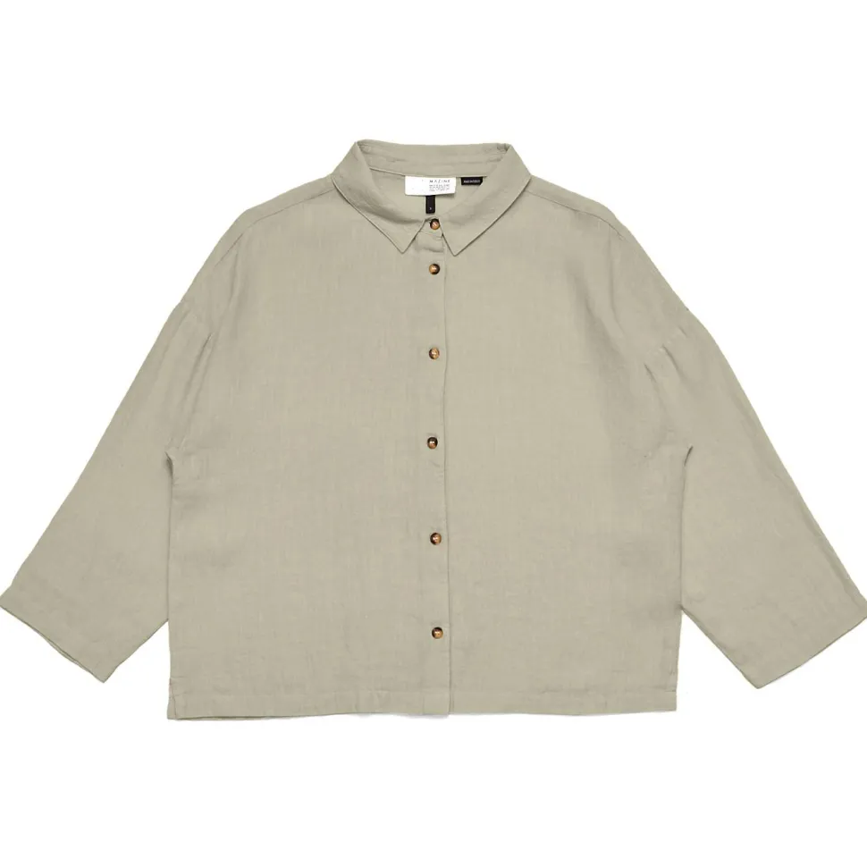 Mazine - Women's 3/4 Sleeve Linen Shirt - Bluse