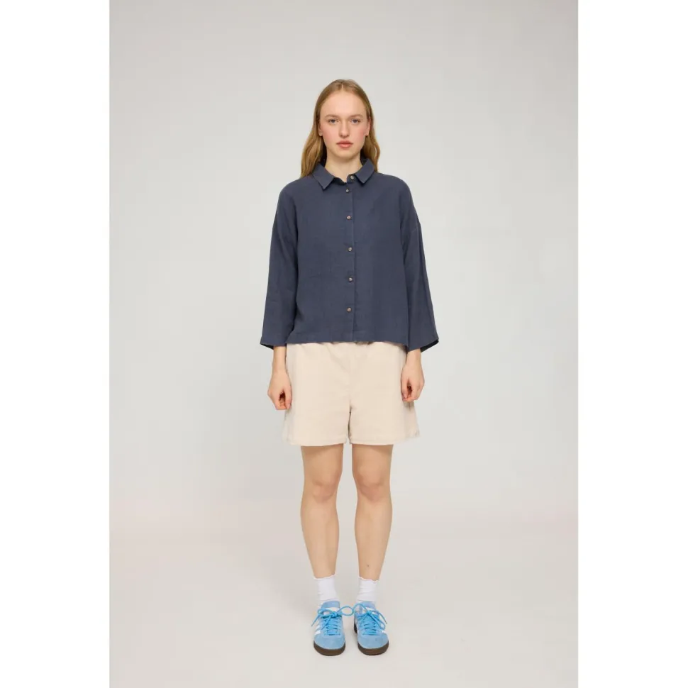 Mazine - Women's 3/4 Sleeve Linen Shirt - Bluse