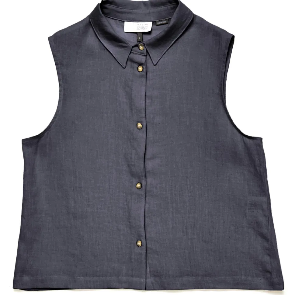 Mazine - Women's Sleeveless Linen Blouse - Bluse