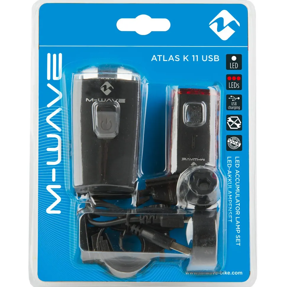 M-Wave - Atlas K 11 USB Set - Fahrradlampen-Set